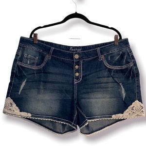 Coconut girl aesthetic crocheted lace jeans shorts beachy vibes